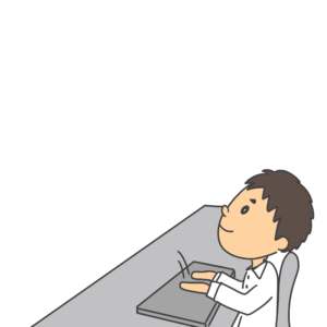 パソコンを閉じている男性のイラスト
