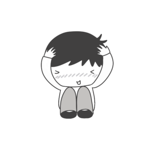 恥ずかしくてしゃがんで照れる男の子のイラスト