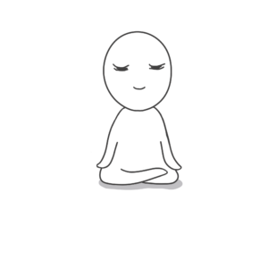 半眼で瞑想しているイラスト