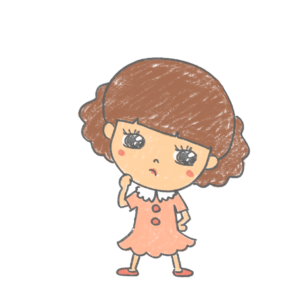 首傾げて疑問風のガーリーな女の子のイラスト