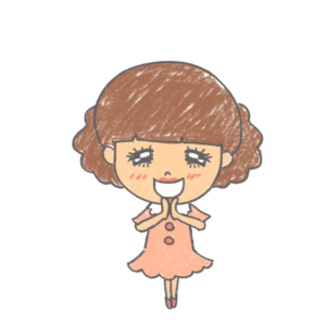 喜んでいる笑顔のガーリーな女の子のイラスト